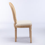 A&A Furniture,French Style Solid Wood Frame Antique Painting Linen Fabric Rattan Back Dining W1143141068