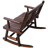 Outdoor Wood Rocking Bench Carbonized Double Rocking Chair for 2 Persons with Wide Curved Seat, 14975377