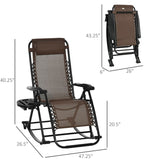 Outdoor Rocking Chairs, Foldable Reclining Zero Gravity Lounge Rocker w/ Pillow, Cup & Phone Holder, W2225142473