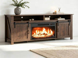 Rotten Wood Finish Fireplace TV Stand, 147.5*39*76cm, Embossed Particle Board with Melamine Foil, 46705287