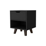 Black 1-Open Storage Shelf Nightstand B062P175114