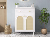 30" Bathroom Vanity with Ceramic Sink, Solid Wood Frame Bathroom Sink Cabinet with Adjustable Shelf, N710P293988K