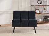 24.4" Wide Modern Upholstered Armless Chair with Black Metal Legs, Velvet Accent Chair for Living W3098P308779