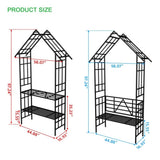 Metal Garden with Bench Turned into Flower Stand W58.07*H97.24 Climbing Plants Support Rose 04163726