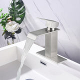 Waterfall Spout Bathroom Faucet,Single Handle Bathroom Vanity Sink Faucet W2287P185569