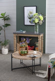 D32" x 18" Farmhouse Round Wooden Round Coffee Table with Metal Legs W2078P147520