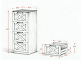 Farmhouse Vertical Printer Stand with X Pattern, 4-Drawer Storage Cabinet Fits Letter Files, White 32187189