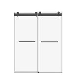 ZNTS 68-72 in. W x 76 in. H Double Sliding Frameless Soft-Close Shower Door with Premium 3/8 Inch W157368839