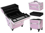 3pcs Trolley-Style Makeup Case with Universal Wheels Aluminum Alloy Cosmetic Trolley Case 58229820