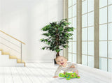 4FT Artificial Ficus Tree - 504 PEVA/Polyester Leaves, Multiple Trunks, Green 44479741