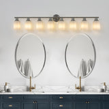 Modern 8-Light Vanity Wall Sconce, Brushed Nickel Finish with Frosted Glass Shades for Bathroom or W1340P206700