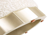Hampton 18" Round Upholstered Ottoman with Scalloped Base, Speckled Egg Beige Chenille B2719P245958