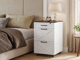 Rustic White Farmhouse 3-Drawer File Cabinet with Wheels Vertical Rolling Storage for Letter/A4, 09525698