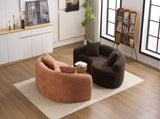 LY-042 Full Compression Sponge Loveseat, S-Curved Dual-Depth Sofa, Brown Chenille Modular for Small W2231P329732