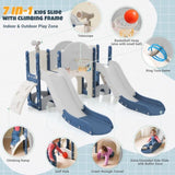 ZNTS Kids Slide Playset Structure 7 in 1, Freestanding Spaceship Set with Slide, Arch Tunnel, Ring Toss PP322884AAC