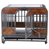 ZNTS 37in Heavy Duty Dog Crate, Furniture Style Dog Crate with Removable Trays and Wheels for High W1863125111