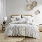 Full/Queen Cotton Printed Duvet Cover Set with Chenille B03596527