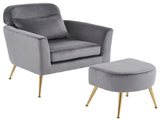 Half Disassembled Single Chair With Gold Feet And Pedals Flannelette Indoor Leisure Chair Dark Gray 65909311