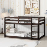 Solid Wooden, Solid Rubber Wooden Twin over Twin Loft Bed with Ladder, with Bed Platform of W504P191669