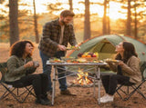 Silver 28" Foldable Camping Table with Aluminum Top, 150 lbs Capacity Portable Picnic Table with 59291166