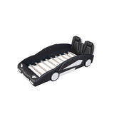 Twin Size Race Car-Shaped Platform Bed with Wheels, Black WF297945AAB