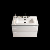 BB0930Y331, Integrated white ceramic basin with three predrilled faucet holes, faucet and drain W1865P164391