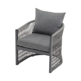 Modern Gray Curved Aluminum Lounge Chair with Stylish Rope-Weave Design and Cushioned Comfort, N767P237033G