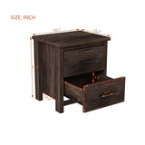 Vintage Two Drawer Nightstand, Simple and Generous Storage Space,Dark Walnut WF324088AAD