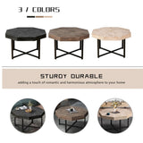 Wood Octagonal Vintage Patchwork Craft Farmhouse 30 Inch Wooden Top Cross Metal Legs Coffee W1445P193123