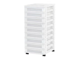 9-Drawer Narrow Plastic Storage Drawer Cart with Organizer Top, White 58470701