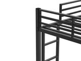 Twin Over Twin Metal Bunk Bed, Low Bunk Bed with Ladder, Bed Frame,Black, Sturdy Steel Construction, 80743359