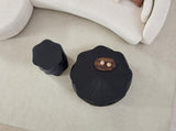 Petal Shape Side Table Black Fiberglass Sculptural Accent Table, 19.69" High, Root-Textured W2664P462012