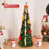 4 FT Fully Decorated Pre-lit Christmas Tree, Pop Up Artificial Xmas Tree with 80 Warm Lights and Red 92049446