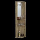 Chicago 75" H Mirrored Corner Bar Cabinet, With Glass Doors, Two Shelves and Stemware B200P239804