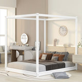 Queen Size Canopy Platform Bed with Support Legs,White WF293232AAK