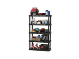 5-Tier Black Plastic Shelf Unit, 68.8 H x 30 W x 13.88 D, 350 lb Capacity 05665084