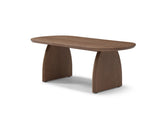47.24" Oval Coffee Table with Solid Wood Veneered, Mid Century Modern Wooden Coffee Table, Walnut W2664P346449