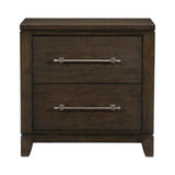 Contemporary Style Bedroom 1pc Nightstand of 2 Drawers Dark Brown Finish Wooden Furniture Modern B011P208530