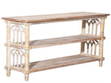 Rustic 3 - Tier Console Table with Gothic - Inspired Details, 47.24" Long Wooden Entryway Table for W2295P365031