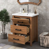 24'' Bathroom Vanity with Ceramic Basin Sink, Modern Bathroom Storage Cabinet with 3 Drawers, N710P243315P