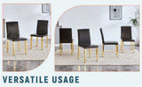Set of 4 black PU leather backrest chairs with gold metal legs -A perfect pairing, ideal for W3226P279074