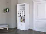 White Bar Cabinet with Wine Storage B062P193654