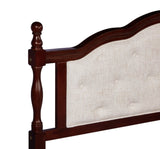 Queen Pine wooden Bed with Upholstered Headboard Panel Footboard, with Two Bed Rail Support Feet W504P181801