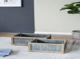 Set Of 2 Rectangular Rustic Planter, L20x14x11.5" S17x12x10" W2078P323425