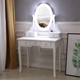 ZNTS With Light Bulb Single Mirror 5 Drawer Dressing Table White=39757282,61588080 60709581