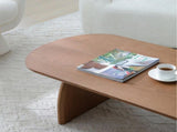 47.24" Oval Coffee Table with Solid Wood Veneered, Mid Century Modern Wooden Coffee Table, Walnut W2664P346449
