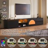 ON-TREND Modern TV Stand with Fluted Glass Door for TVs Up to 100", Media Console with Sliding Door N721P198932B