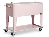 80QT Pink Patio Rolling Cooler Cart, Outdoor Insulated Ice Chest with Lockable 85524372