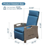 Outdoor Recliner Chair, Patio Recliner with Hand-Woven Wicker, Flip Table Push Back, Adjustable W1859P196402