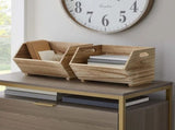 2-Piece Set Natural Wood Stacking Open Front Decorative Storage Bins, 11 in x 16.5 in x 10 in 27958653